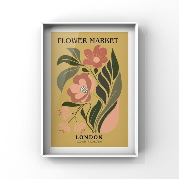 Triad Art & Design Other - Flower Market London, Aesthetic Abstract Floral Boho Digital Wall Art Print